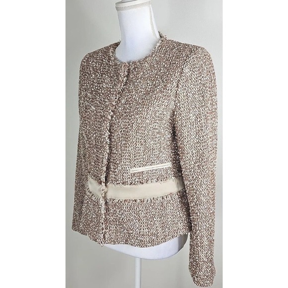 Jones New York ~Woman Size 4~Brown/Beige w/Silver Stripes Business Blazer Jacket - Picture 11 of 12